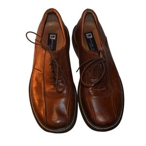 Brown Shoe Oxford Mens 10 M Brown Made in Italy Leather Lace Up Good Condition